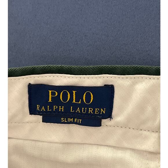Polo Ralph Lauren Blue Label Slim Fit Chino Pants Size 30/32 Green Pre-owned - Picture 3 of 12